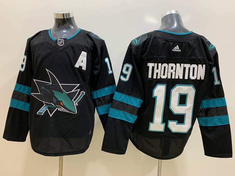 Men's San Jose Sharks Joe Thornton #19 Black Breakaway Jersey